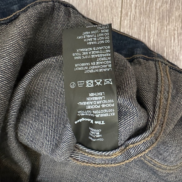 The Kooples Selvedge Blue Denim Type 2 Leather Pocket Jean Jacket L Slim - Picture 8 of 9